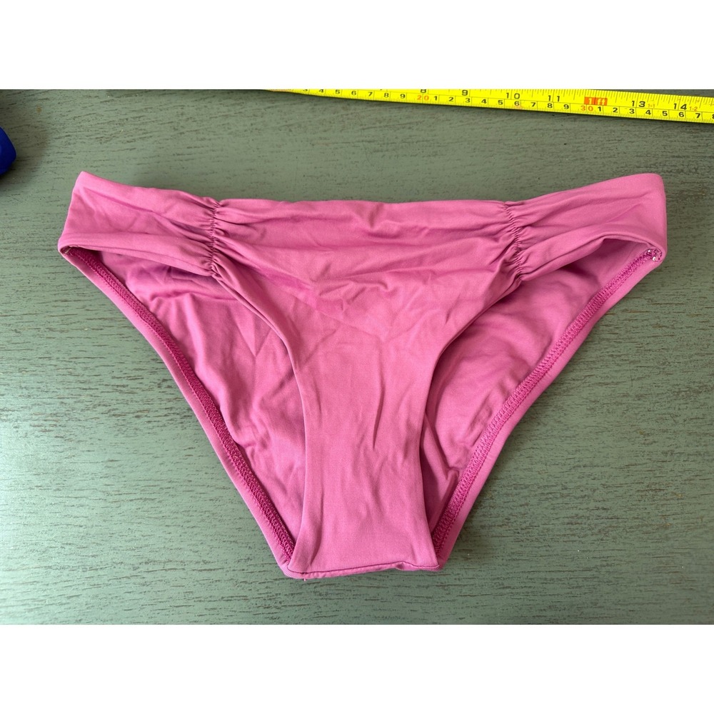 L Space Pink Ruched Full Cut Bikini Bottoms XS Made in USA RN 130061